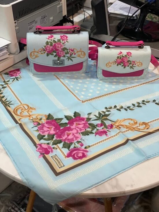 ست کیف و روسری آبی